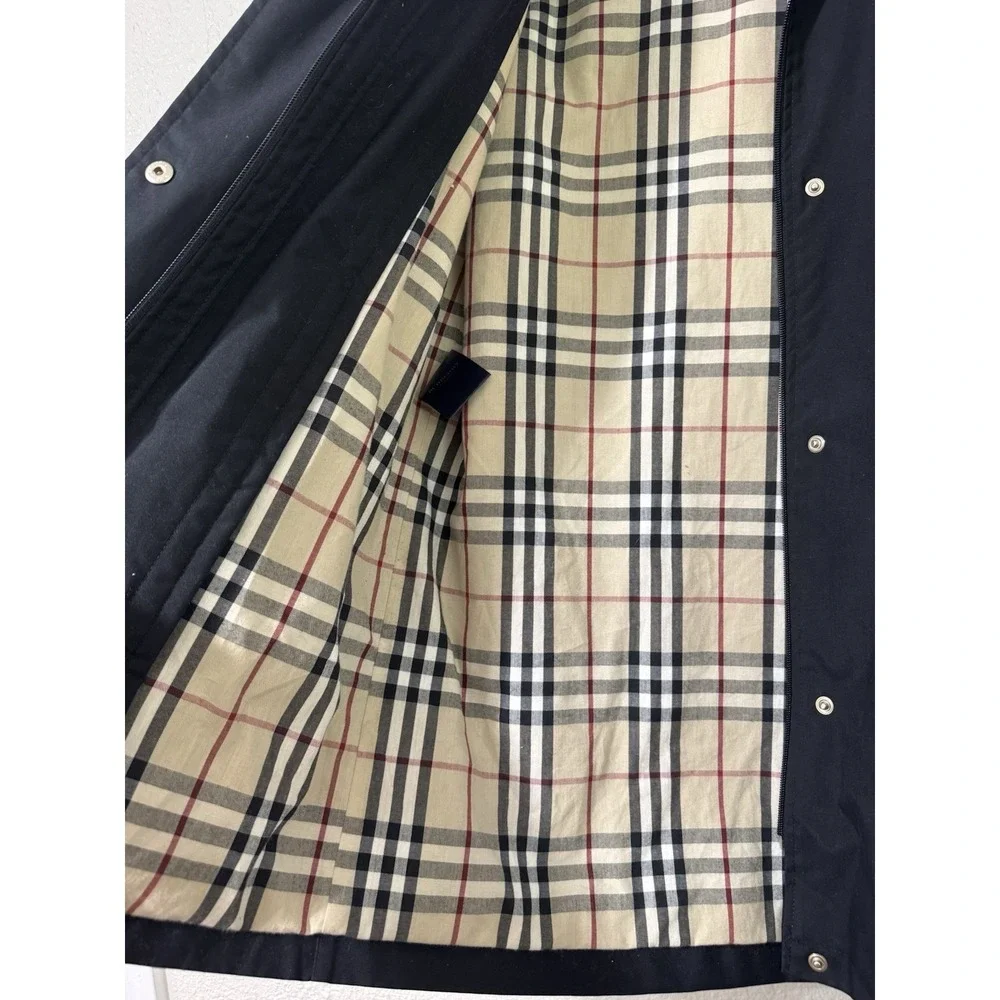 Burberry Womens Trench Coat Sz 4 Designer Luxury Plaid Black READ DESCRIPTION - Picture 11 of 16